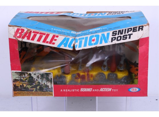Rare Vintage 1960's Battle Action Sniper Post Toy In Box