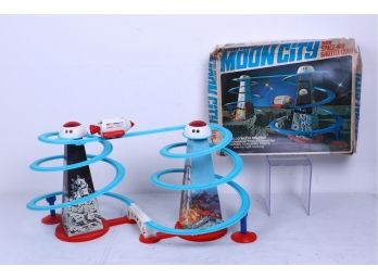 Vintage 60's Battery Powered Moon City With Space Age Shuttle Craft Complete With Box