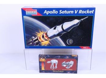 1/144 Monogram Apollo Saturn V Moon Landing Rocket,  Star Wars Metal Earth AT-AT & Darth Vader's Tie Fighter