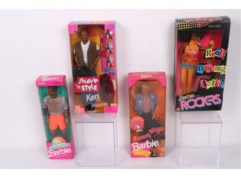 Barbie Friends Sun  Steven, Earring Magic Ken, Real Dancing Action Dee Dee, Shave And Style Ken  New In Boxes