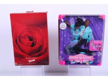 New Olympic Skater Barbie & Ken Dolls Mattel 1997 African American And Radiant Rose 1996 Barbie Doll