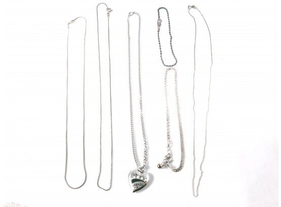 23.1 Grams Of Sterling Silver Necklaces, Bracelet, Ankle Bracelet