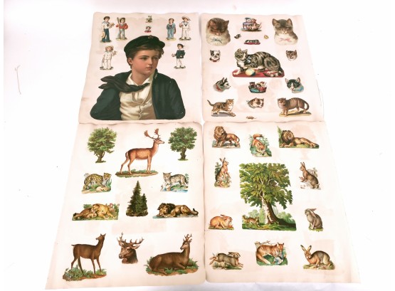 Victorian Die Cuts  Large  Boy, People,  Flowers,, Animals,  Cats