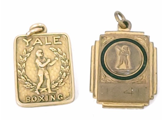 Early Sports Medal Charms, 1941 Baseball And Yale Boxing