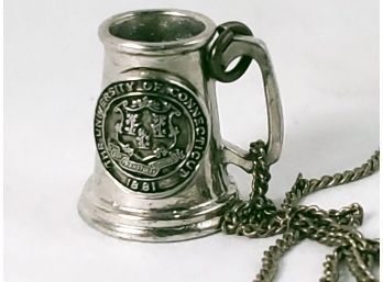 Sterling Silver Uconn Tankard Mug Pendant On Chain