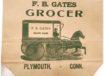 Vintage F.B. Gates Paper Grocery Bag From Plymouth Ct