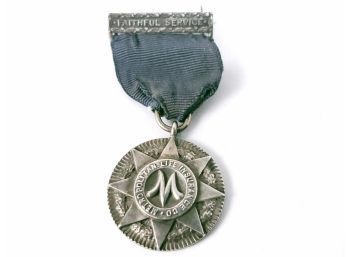 Tiffany & Co Sterling Silver Metropolitan Life Insurance Faithful Service Medal