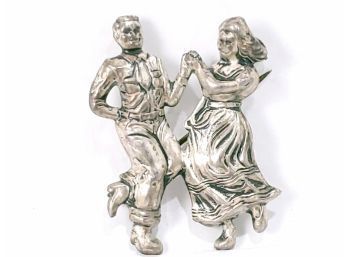 Beau Sterling Silver Pin Brooch Square Dancing Couple