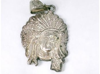 Native American Indian Head Sterling Silver Pendant 6 Grams