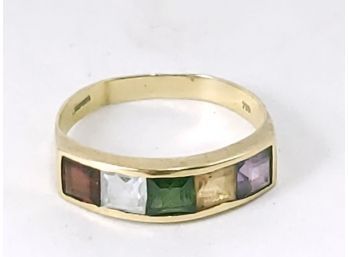 18K Gold Ring Marked 750 With Stones