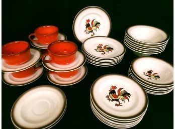 Metlox Poppy Tail Mid Century China Set Service For 6 With Extras