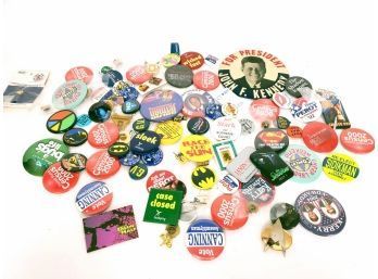 Collection Of Various Pins And Buttons