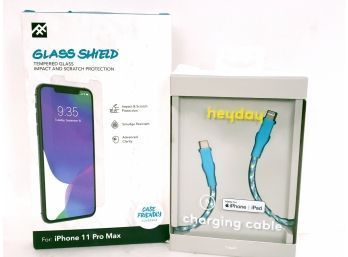 IPhone 11 Pro Max Tempered Glass Screen Protector And Charging Cable