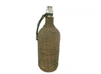 Wicker Wrapped Antique Glass Bottle