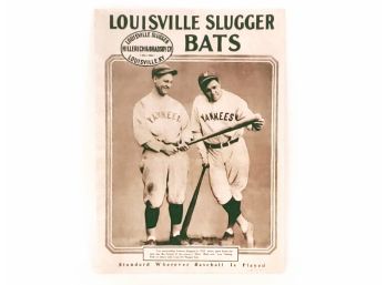 Louisville Slugger Advertising Baseball Card Badge Ruth Lou Gehrig
