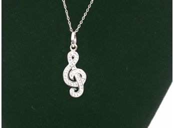 Sterling Silver Music Note Necklace With Stones