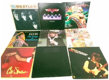 Mixed Lot Of Rock Vinyl Records, Beatles,  Aerosmith, Rod Stewart, Ac Dc And More