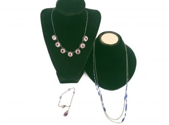 3 Antique Jewelry Pieces, 2 Necklaces 1 Bracelet