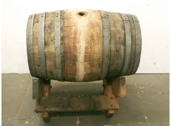Large Vintage Wine Barrel With Stand