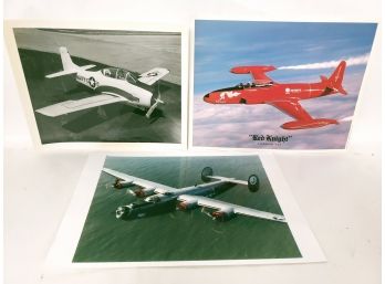 3 Military Plane Photos,  Lockheed T-33, T-28C And B-24J