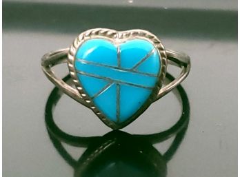 SF Sterling Silver Ring With Blue Stone Size 8.25