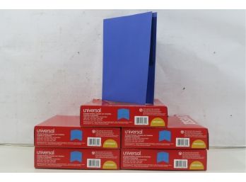 5 Boxes Of Universal Letter Size 2-Pocket Embossed Paper Pocket Folder, Light Blue - 25/Box