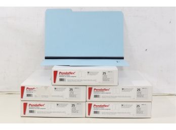 5 Boxes Of Pendaflex Pressboard 1' Expanding File Folders 1/3 Cut Tabs Letter Blue