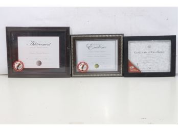 Group Of 3 Useable Certificate Achievement & Excellence Award 11'x14' &  8.5'x11'