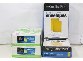 4 Boxes Of Quality Park 9'x12' Heavyweight 28lb/100 Per Box Brown Kraft Envelopes