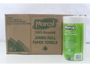 12 Rolls Of Marcal 100 Recycled Roll Towels 8 3/4 X 11 210 Sheets