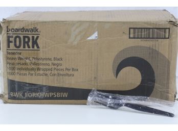 Boardwalk Heavyweight Wrapped Polystyrene Cutlery, Fork, Black, 1000/Carton