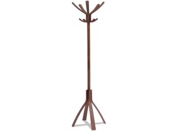 Alba Cafe Wood Coat Stand, Five Pegs/Five Hooks, Espresso Brown