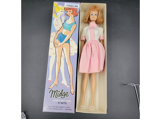 Vintage 1963 Midge Barbie Doll By Mattel #860 Titian Hair In Original Box