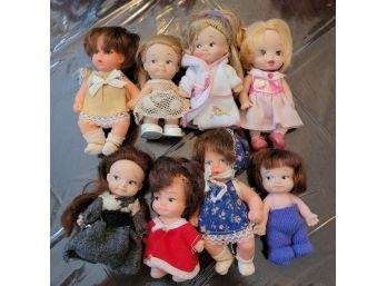 Lot Of 8  Vintage Uneeda, Blue Box And Disney 3' Peewee Dolls   From 1965