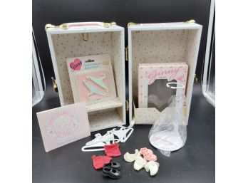 Vintage  1984 Vogue Ginny Doll Metal Case With Shoes, Socks And Hangers