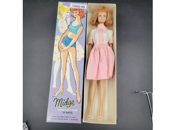 Vintage 1963 Midge Barbie Doll By Mattel #860 Titian Hair In Original Box
