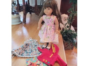 American Girl 18' Samantha Doll And 3 Outfits - Nice!