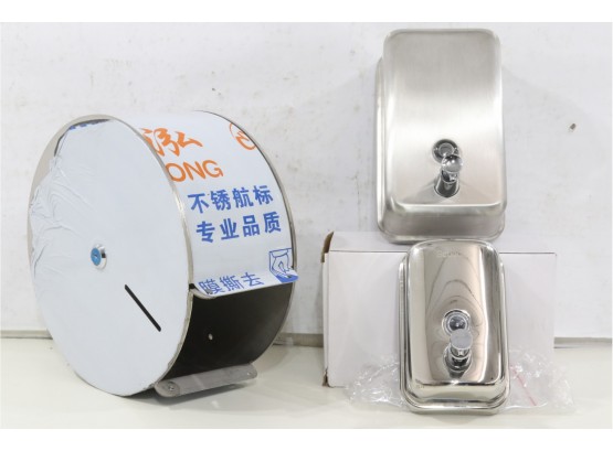 Group Of 3 Includes Wall Soap Dispensers & Toilet Tissue Holder