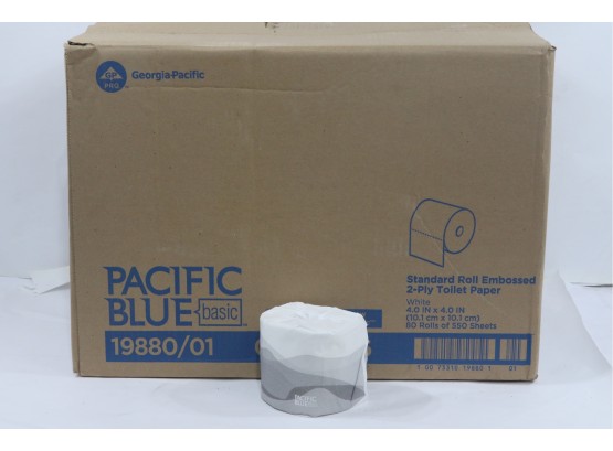 80 Rolls Of Pacific Blue Standard 2-Ply Toilet Paper Rolls 550/sheets Per Roll