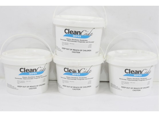 4 Pails Of  CleanCide Disinfecting Wipes, 8 X 5.5, Fresh Scent, 400/Tub. BB 03/25