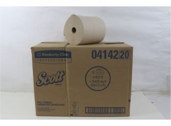 12 Rolls Of Scott 800 Ft Brown Hard Roll Towels, 1-Ply
