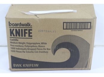 Boardwalk Wrapped Polypropylene Cutlery, Knives, White, 1000/Carton