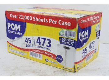 45 Rolls Of POM Bath Tissue, Septic Safe, 2-Ply, White 473/sheets