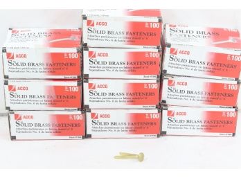10 Boxes Of ACCO #6 Solid Brass Fasteners 100/ Per Box 1.5' X 3.8cm