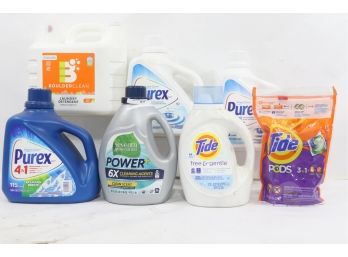 Group Of 7 Laundry Detergent Includes Tide, Purex, Seventh Generation & Boulder Clean