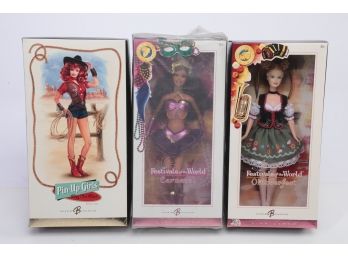 3pc Collectible Barbie Lot Including Way Out West Pin Up And Festivals Of The World Dolls