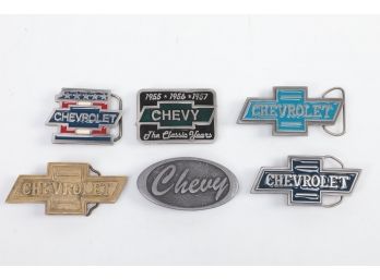 6pc Collectible Chevrolet Chevy Belt Buckles