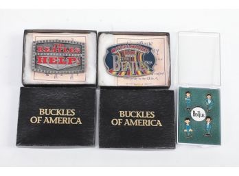 Beatles Lot 1997 Collectible Belt Buckles And Pins