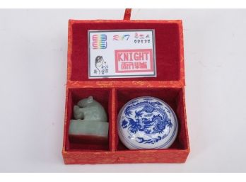 Chinese Jade Stamp Knight