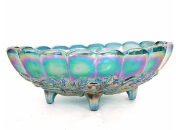 12' Carnival Glass Fitted Bowl With Fruit Pattern